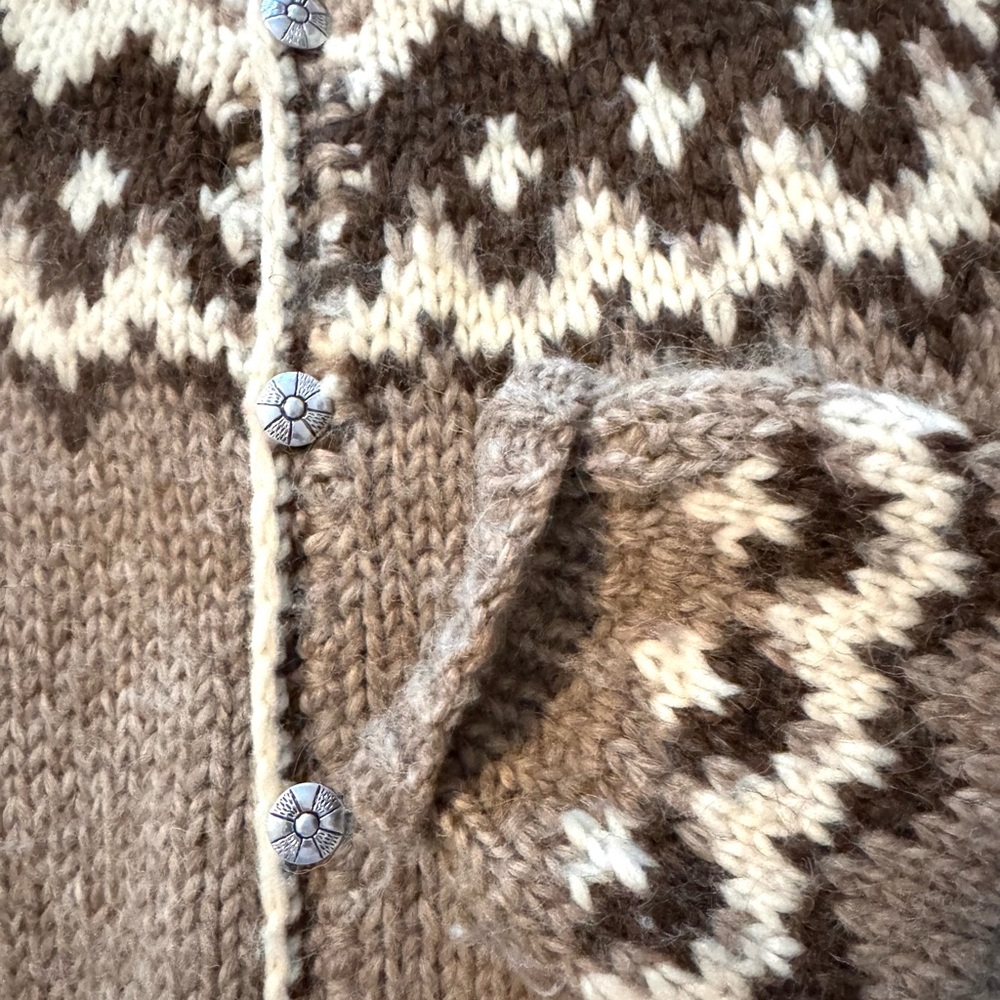 Vintage Brown and Cream Icelandic Knit Cardigan - Picture 3 of 3